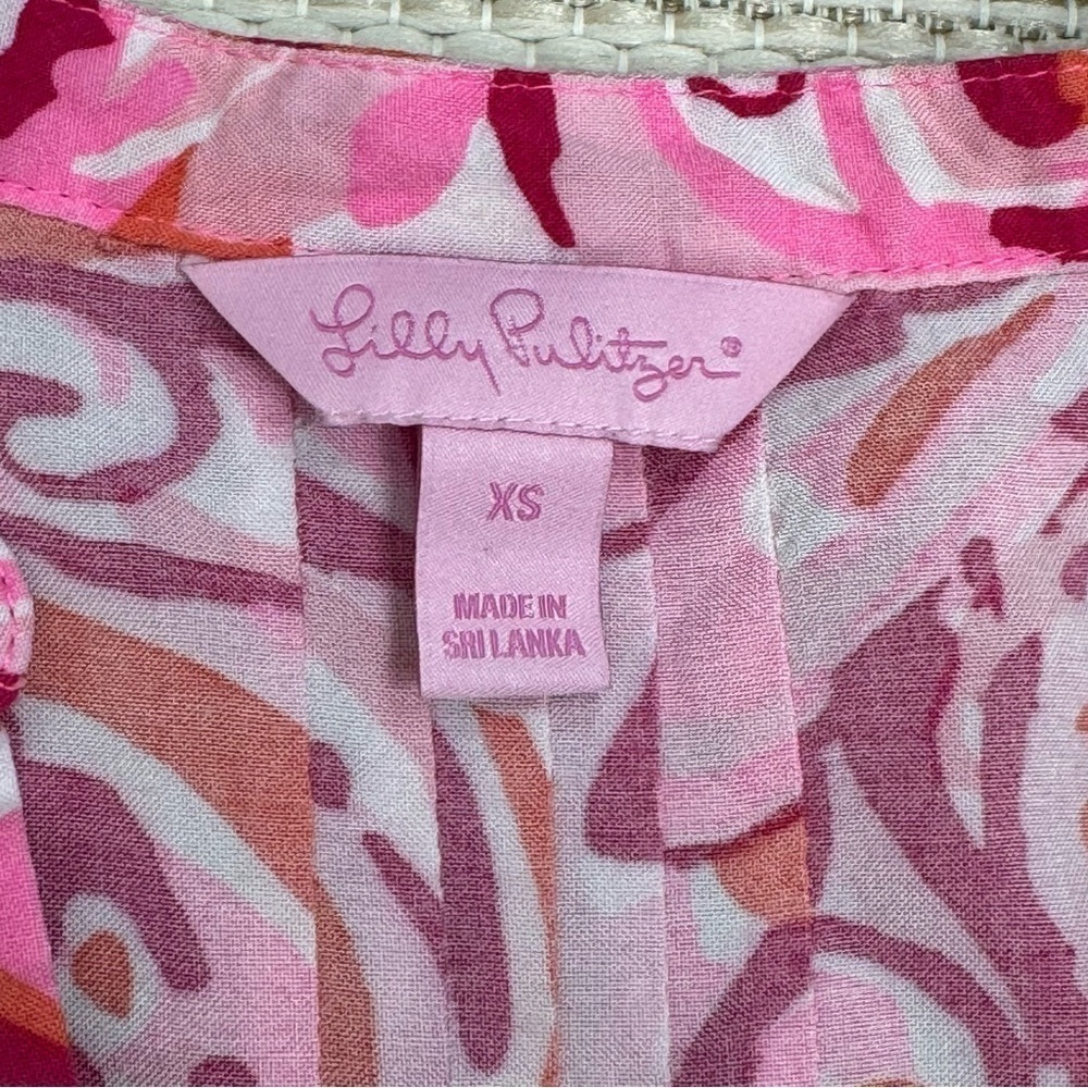 Lilly Pulitzer Sarasota Pintucked Tunic Dress Mini Mango Salsa Size XS Women - Picture 10 of 16
